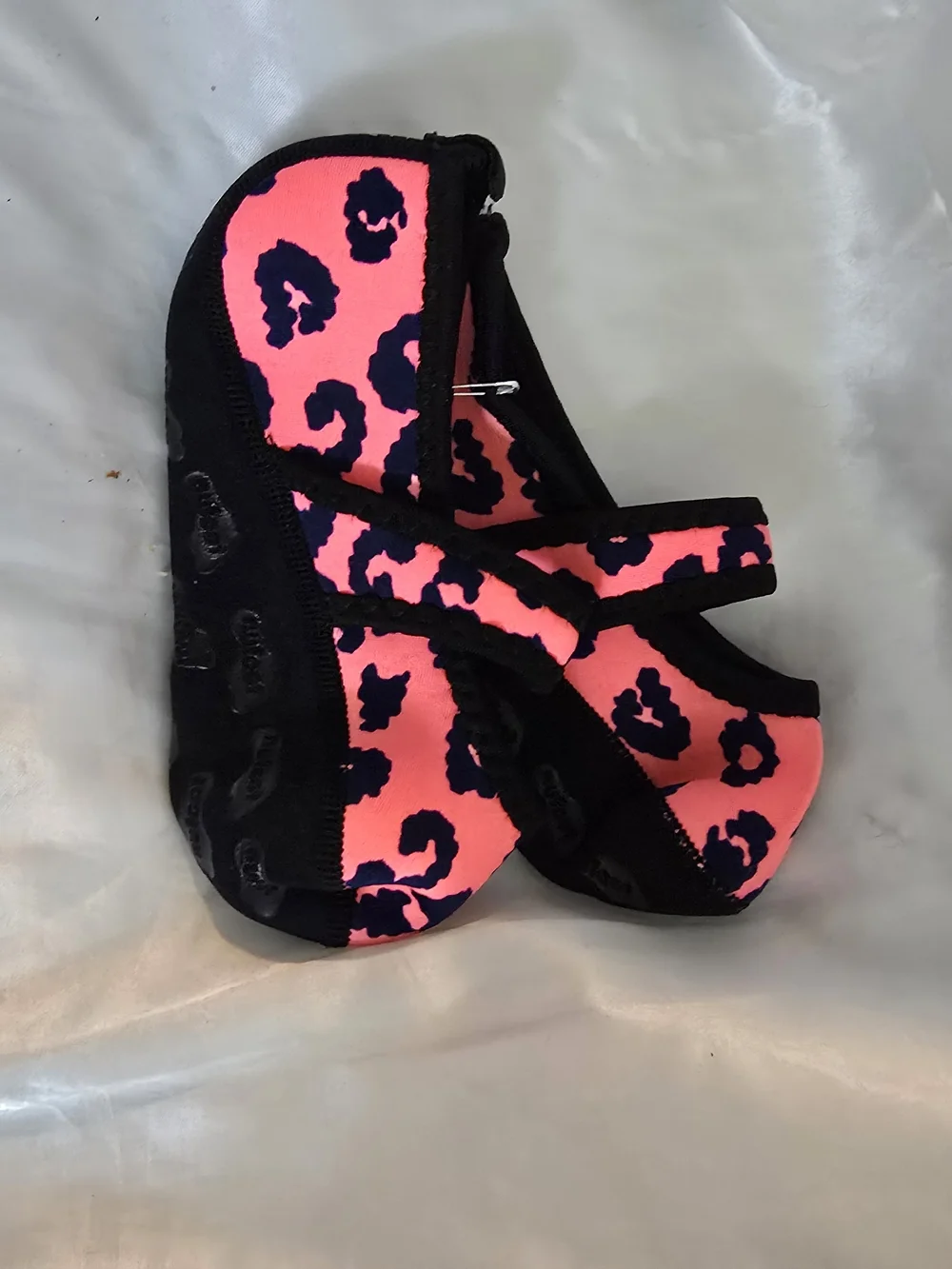 Kids Pink and Black Leopard Print Water Shoes